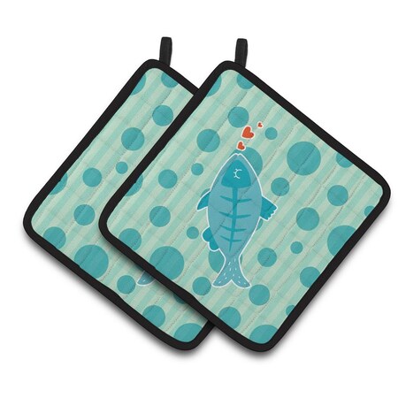 Carolines Treasures Polkadot Fish Pair of Pot Holders BB6756PTHD